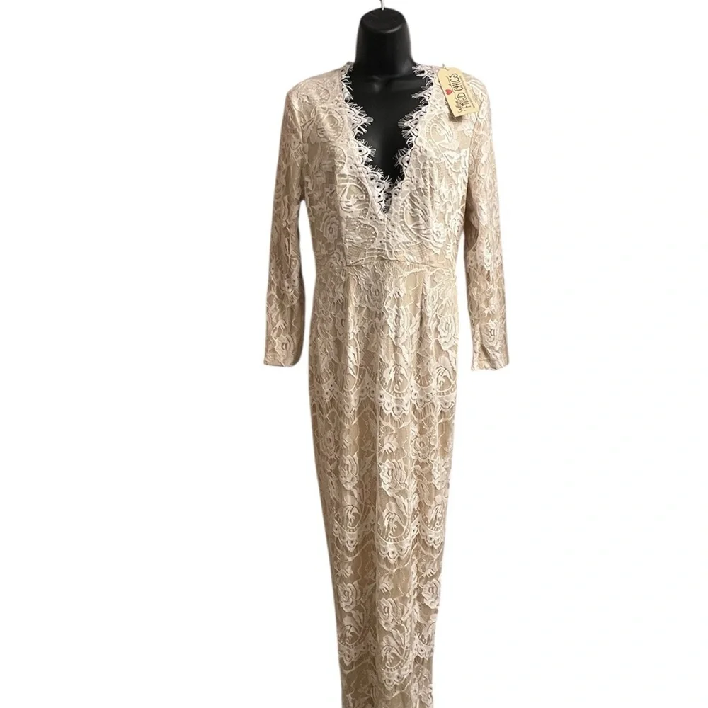 Southern Fried Chic Wedding Style Boho Lace Long Sleeve Dress in Cream Sz XS NWT - Picture 2 of 5